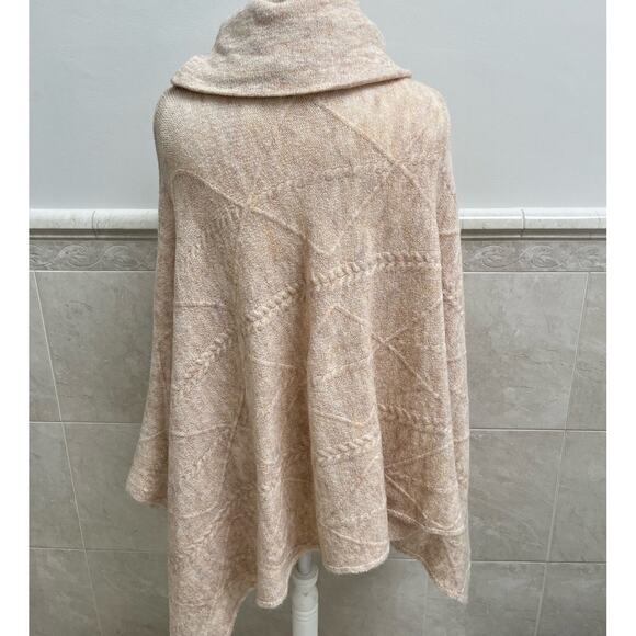 Women's Cowl Turtleneck Oversized Poncho Sweater One Size, World Market, Cream - Picture 3 of 12
